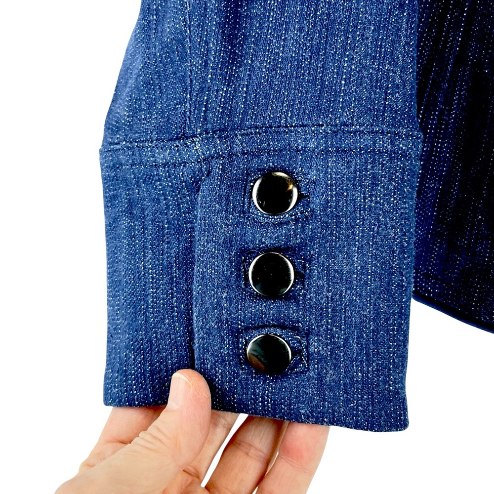 Vintage J. Peterman "Almost Newtonian" Denim Blazer Jacket Pockets Sz 6 - Picture 4 of 10